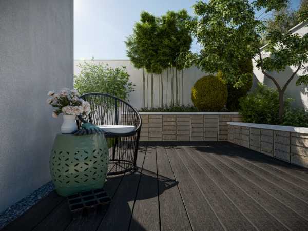 Terrassendiele WPC grau Holzoptik geprägte Oberfläche