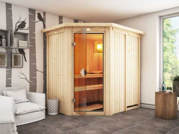 Sauna Systemsauna Saja mit Dachkranz