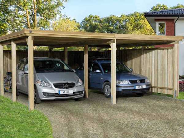 Flachdach-Doppelcarport 618 Gr. 2 ohne Dachplatten