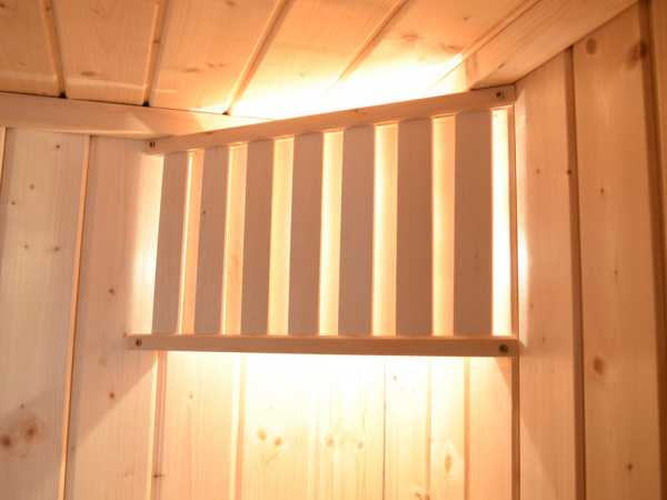Sauna Massivholzsauna Cubilis ECK 1 mit Rundum-sorglos-Paket