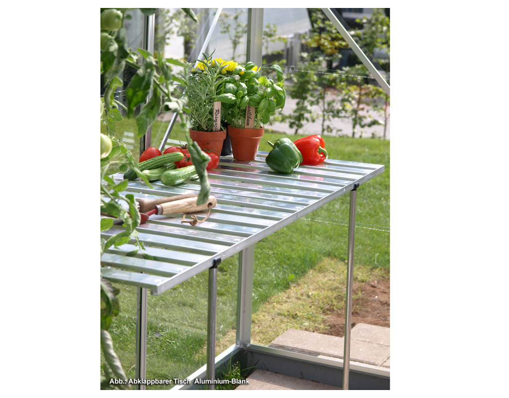 Gewächshaus Zubehör Abklappbarer Tisch aus Aluminium, dunkelgrün