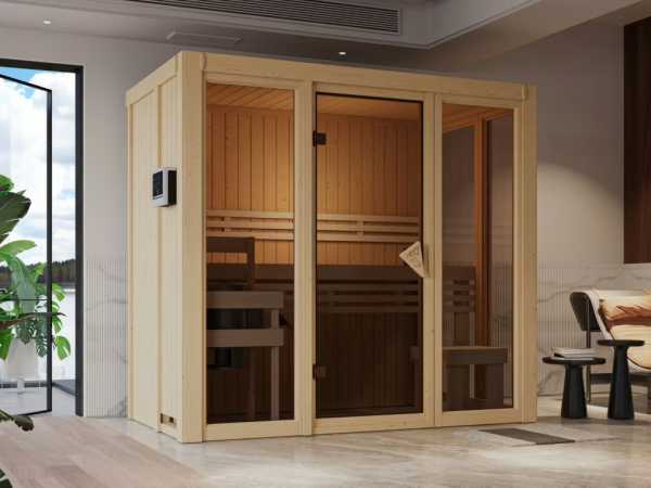 Sauna Irava 2 Ganzglasfront SET naturbelassen