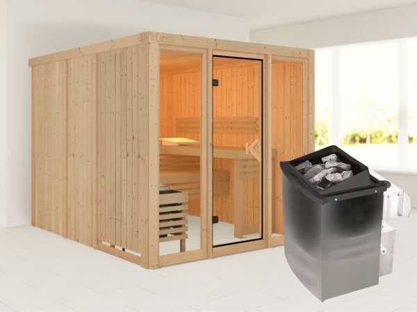 Sauna Askja mit bronzierter Tür und Glasfront SET naturbelassen