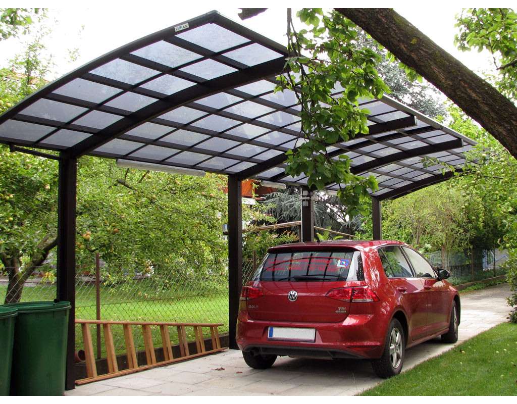 Carport Portoforte Typ 80 Tandem Mattbraun Doppelcarports