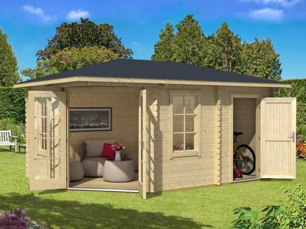 Gartenhaus Blockbohlenhaus Aruba 2A 40 mm naturbelassen