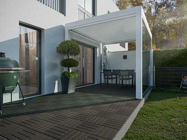 WPC-Terrassenfliese dunkelbraun Holzoptik