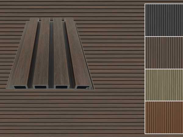 WPC 4-fach Rhombusprofil Walnut co-extrudiert