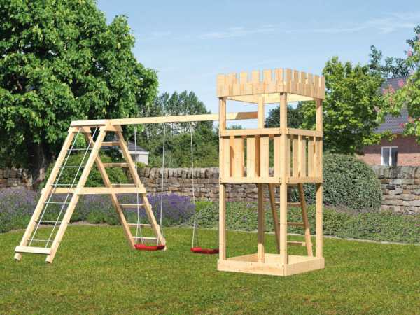 Spielturm Ritterburg Löwenherz SET naturbelassen