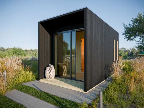 Gartensauna Eudora 2 schwarz SPARSET 9kW Ofen und int. Strg