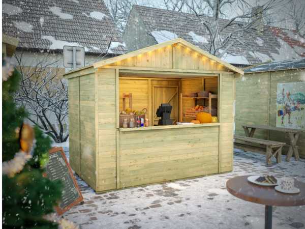 Marktstand - Verkaufsstand Tallinn 4,66 m² 16 mm KDI grün inkl. Boden