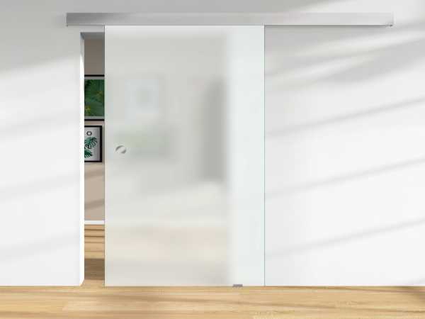 Ganzglasschiebetür ESG 8mm Siebdruck mattweiß