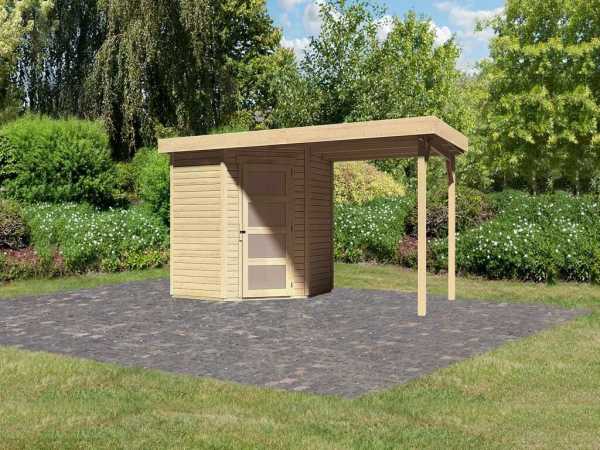 Gartenhaus SET Schwandorf 3 19 mm naturbelassen, inkl. Anbaudach 2,4 m