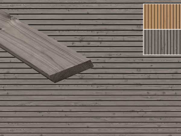 Fassadenverkleidung Thermokiefer hellgrau lasiert Rhombus