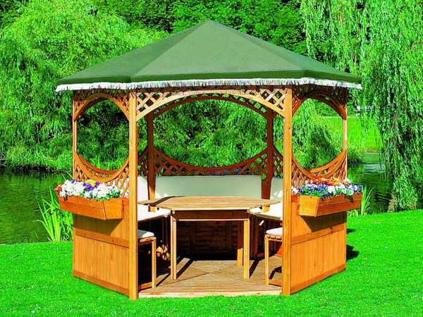 Pavillon Palma mit grünem Foliendach, Komplettset
