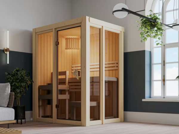 Sauna Irava 1 Ganzglasfront SET naturbelassen