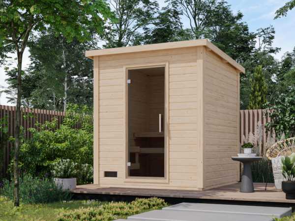 Gartensauna Lene 2 naturbelassen SPARSET 9kW BiOfen und ext. Strg