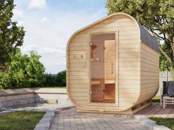 Fasssauna Asymmetrisch 3 SET naturbelassen