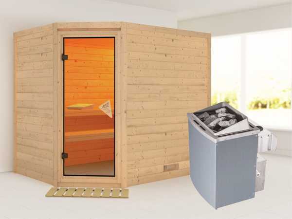 Sauna Massivholzsauna Tanami inkl. 9 kW Saunaofen integr. Steuerung