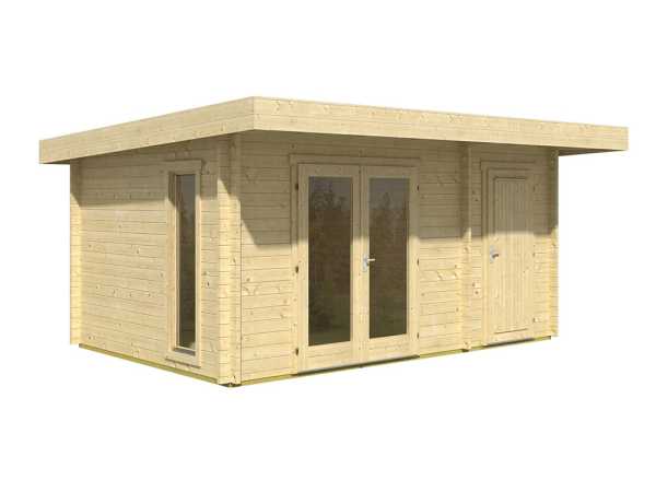 Gartenhaus Blockbohlenhaus Chameleon 44 44 mm carbongrau