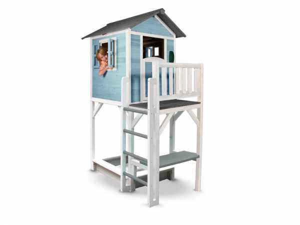 Kinderspielhaus "Lodge XXL PLUS" blau/weiß, Massivholz
