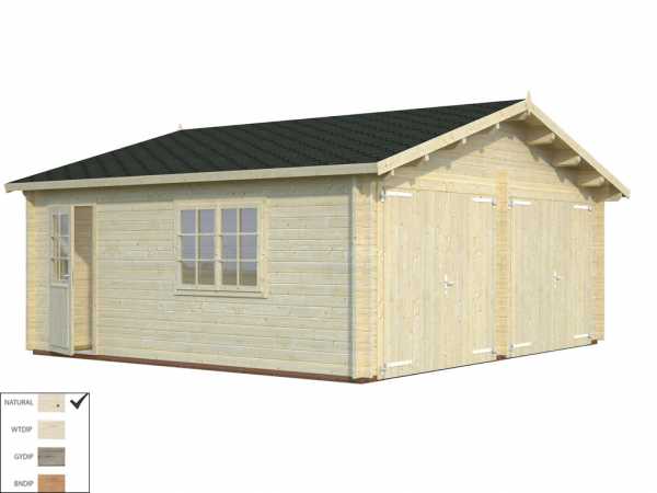 Garage Roger 28,4 m² mit Holztor 44 mm naturbelassen