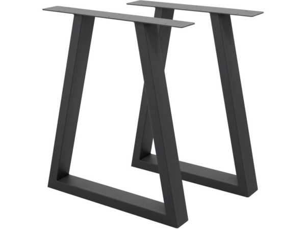 Tischgestell U-Trapez Design 2-er Set schwarz matt