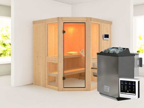 Sauna Amelia 2 SET mit Ofen 9 kW, Bio externer Steuerung