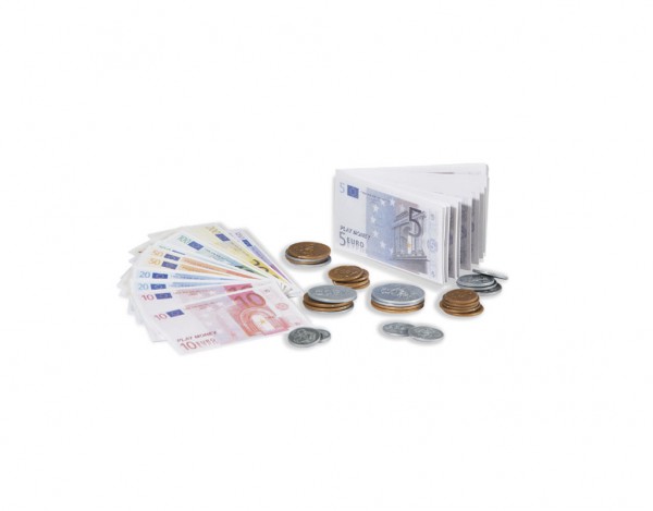 Euro-Spielgeld, 105 Scheine, 29 Plastikmünzen