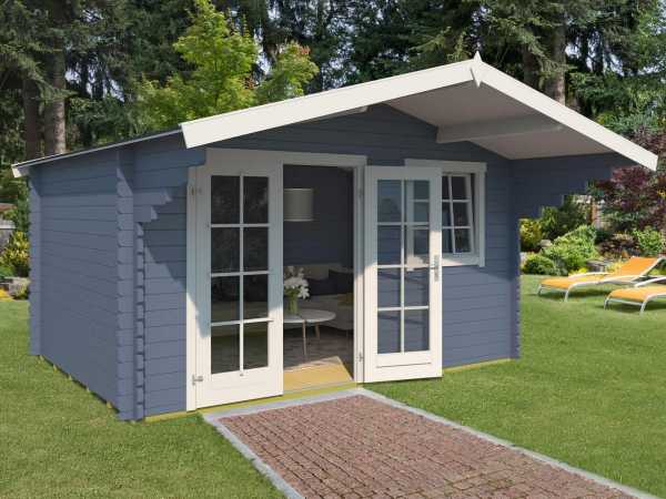 Gartenhaus Blockbohlenhaus Orlando 40 40 mm taubenblau