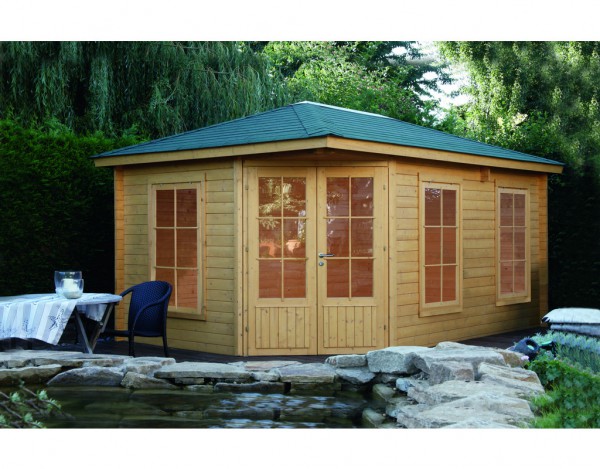 Gartenhaus Blockbohlenhaus Anna 40-A / 1-Raum 40 mm naturbelassen