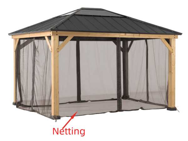 Netz für Zedernholz-Gazebo 393 cm x 452 cm