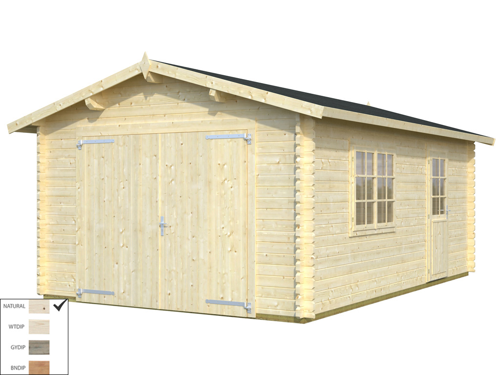 Garage Roger 23,9 m² mit Holztor 44 mm naturbelassen | Einzelgaragen |  Garagen & Garagentore | Gartenbauten | Garten | Holzprofi24