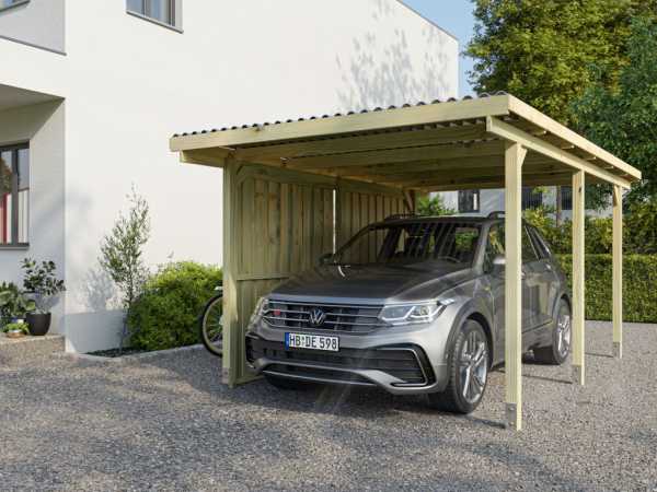 Holz-Einzelcarport EcoShield mit Seitenwand