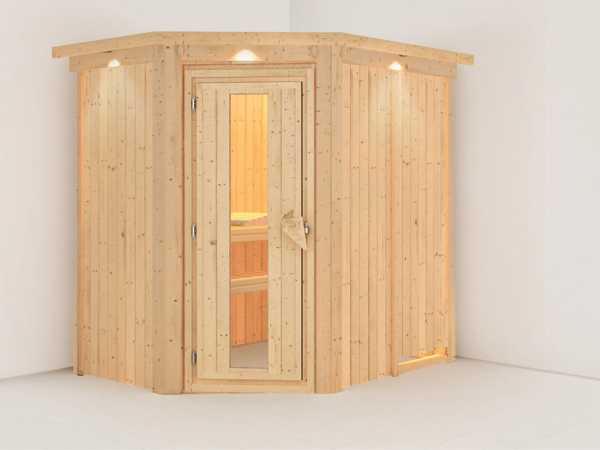 Sauna Systemsauna Saja mit Dachkranz, Energiespartür