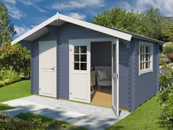Gartenhaus Blockbohlenhaus Keila 28 28 mm taubenblau