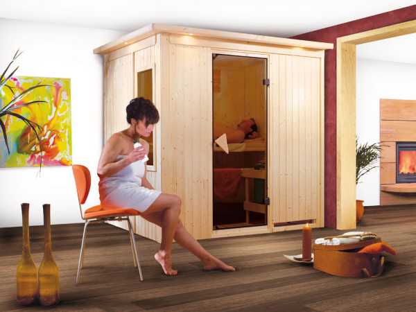 Sauna Systemsauna Fanja mit Dachkranz