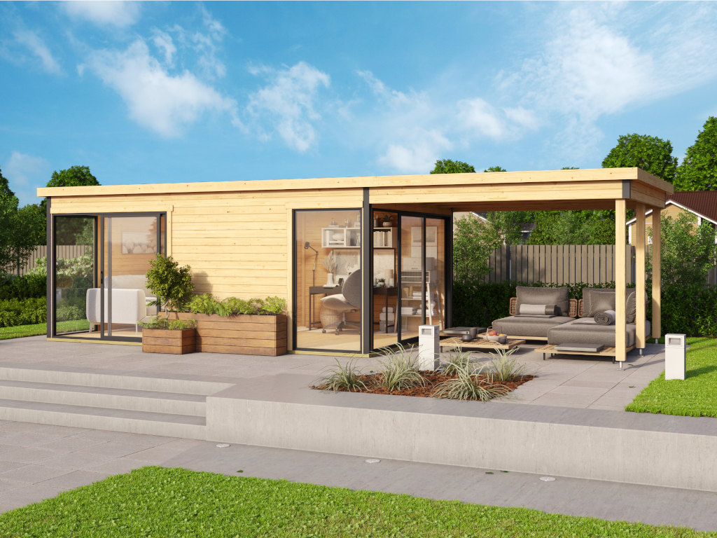Anbaudach für Gartenhaus Domeo 3 und 4 natur GartenhausAnbauten