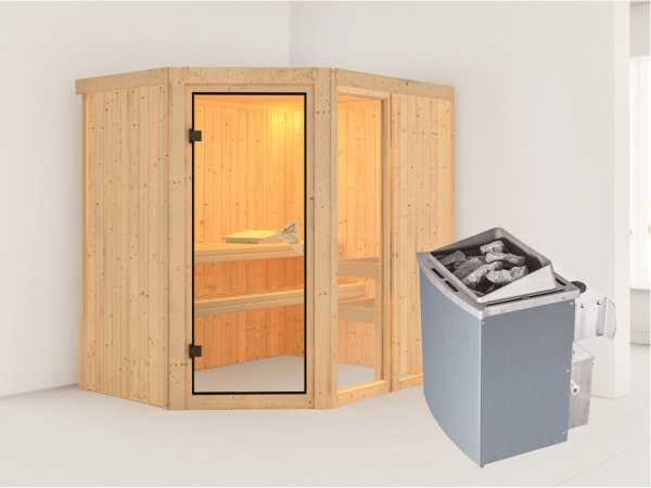 Sauna Systemsauna Fiona 1 inkl. 9 kW Saunaofen integr. Steuerung
