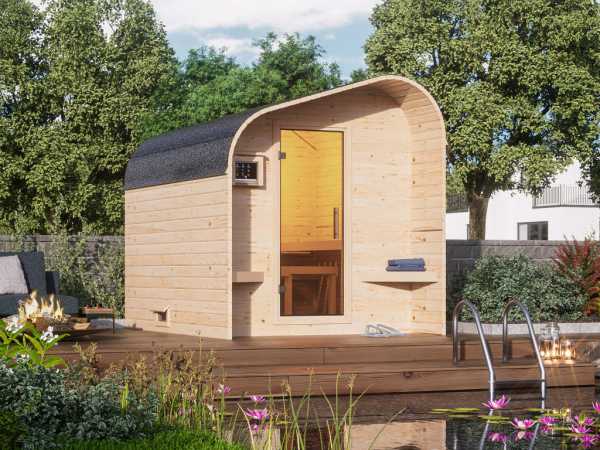 Sauna Fasshaus 2 Asymmetrisch SET naturbelassen