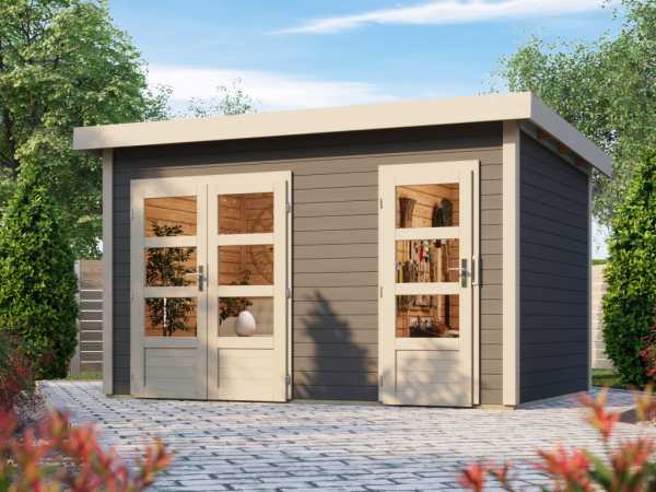 Gartenhaus Mittelwandhaus Tintrup 28 mm terragrau