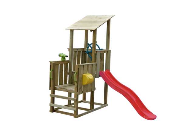 Spielturm SPARSET Playcenter Pirate KDI inkl. Rutsche rot + Zubehör