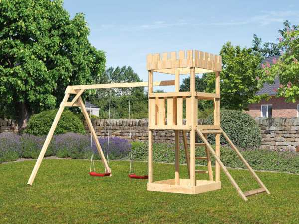 Spielturm Ritterburg Löwenherz SET naturbelassen