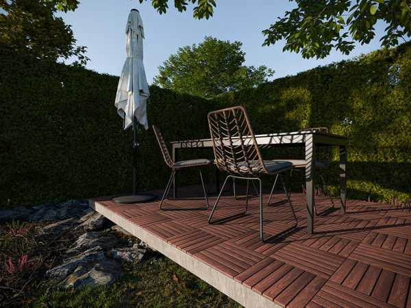 Terrassenfliese Akazie Holzfliese dunkel geölt