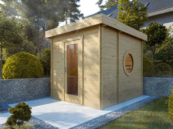 Sauna Gartensauna QuadraSpa mit 9kW Ofen finnisch und ext. Steuerung