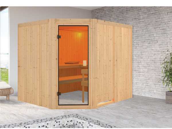 Karibu Elementsauna 68mm Celine 5 SPARSET inkl. 9 kW Bio-Kombiofen und ext. Steuerung