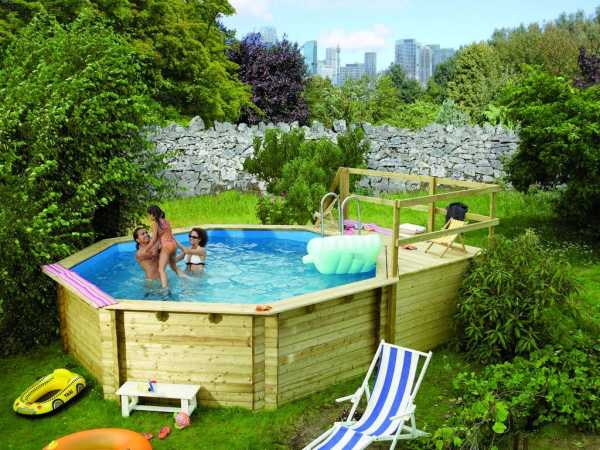 Pool Holzpool Modell 2 Variante C kdi mit 2-teiliger Sonnenterrasse