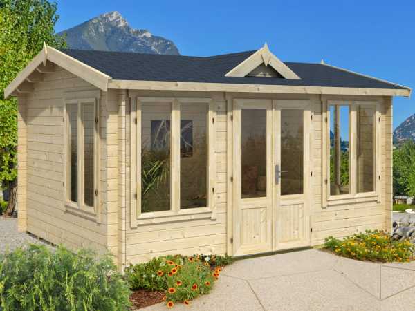 Gartenhaus Blockbohlenhaus Windsor 44 44 mm taubenblau
