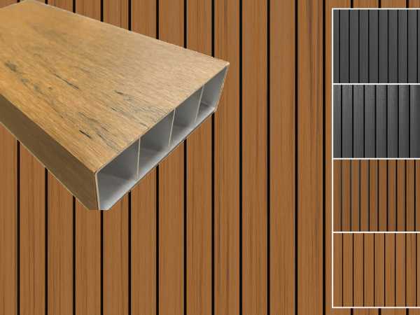 Sonnenbrecher - Fassadenprofil WPC Sonnenschutz Co extrudiert Teak