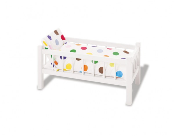 Puppenbett Annika Buche, weiß lackiert