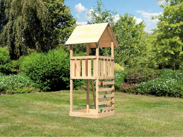 Spielturm Lotti naturbelassen inkl. Kletterwand